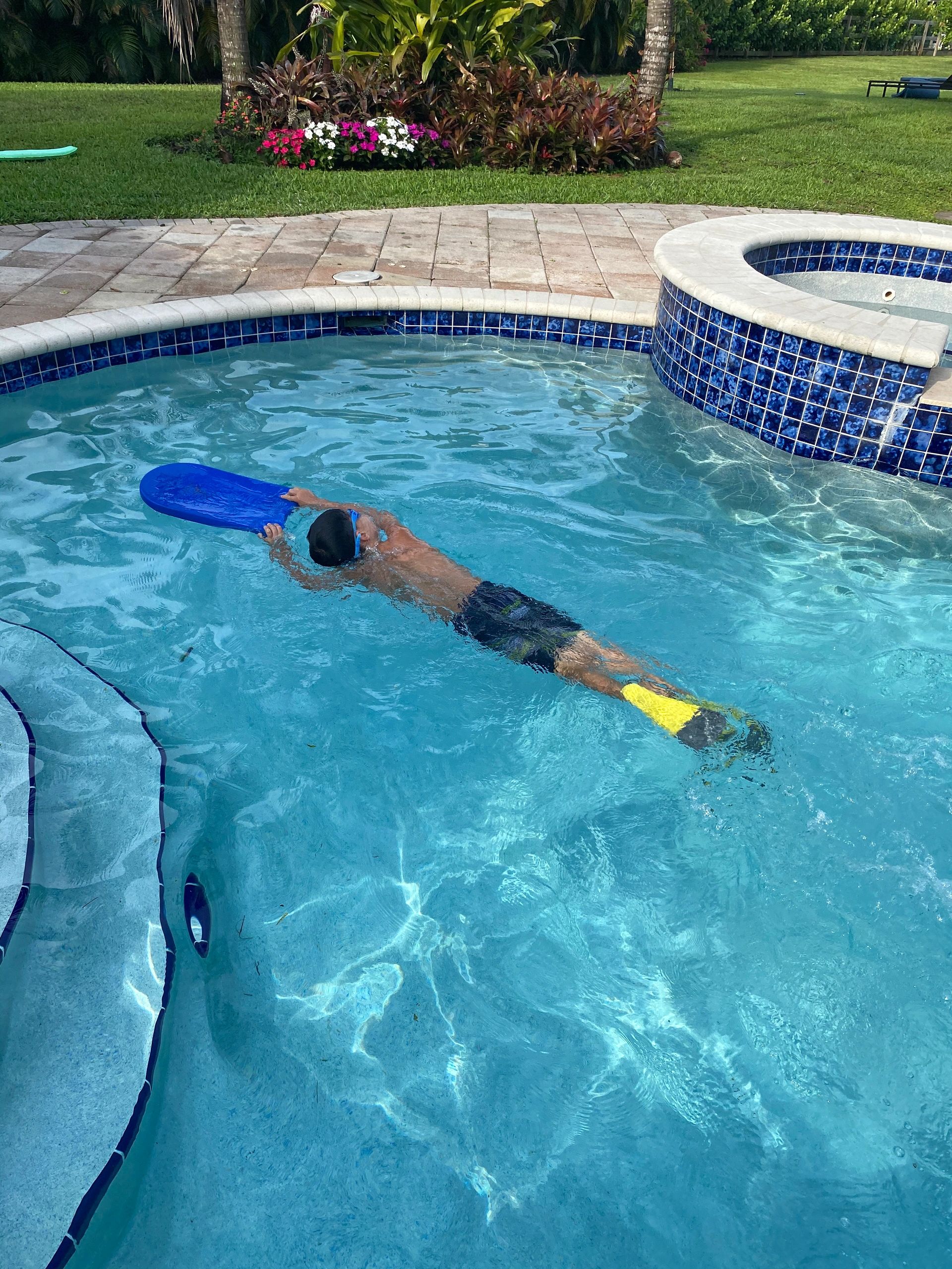Child learning to swim